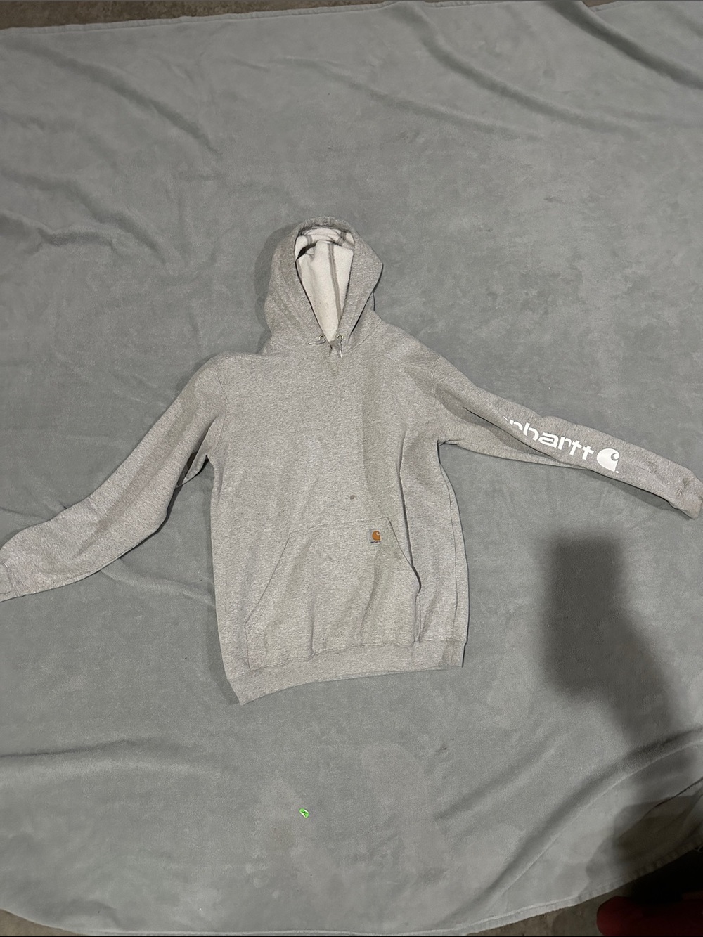 Carhartt Heather Gray Hooded Pullover with Sleeve Logo